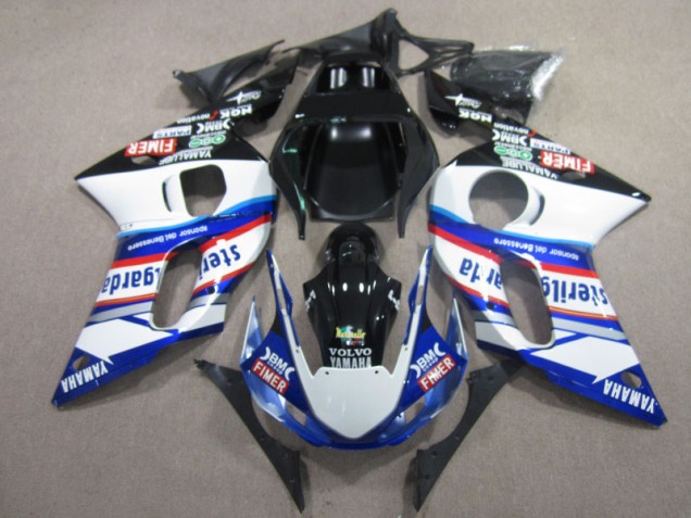 1998-2002 BM FIMER VOLVO Bleu Blanc Noir Yamaha YZF R6 Carénage Moto 1998-2002 BM FIMER VOLVO Bleu Blanc Noir Yamaha YZF R6 Carénage Moto
