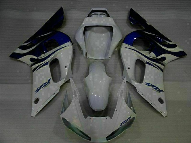 1998-2002 Blanc Bleu Yamaha YZF R6 Carénages Moto 1998-2002 Blanc Bleu Yamaha YZF R6 Carénages Moto
