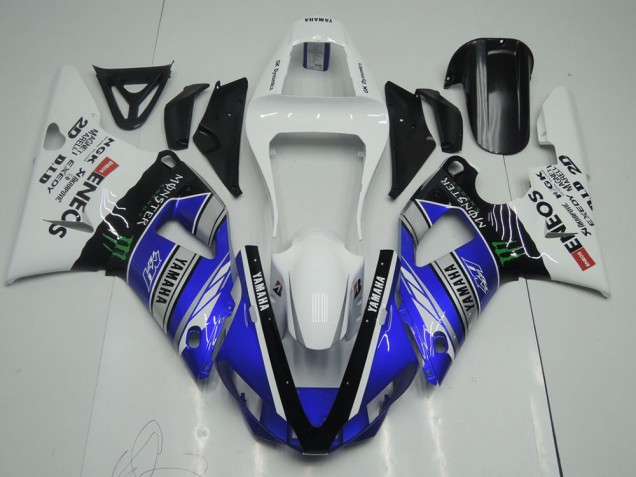 2000-2001 Bleu Blanc ENEOS Monster Yamaha YZF R1 Carénage Moto 2000-2001 Bleu Blanc ENEOS Monster Yamaha YZF R1 Carénage Moto