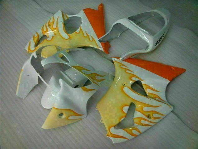 2000-2002 Blanc Jaune Flamme Kawasaki ZX6R Carénage Moto 2000-2002 Blanc Jaune Flamme Kawasaki ZX6R Carénage Moto