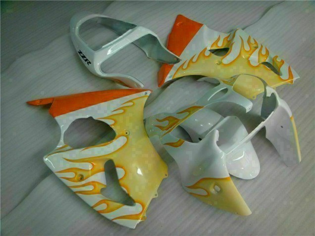 2000-2002 Blanc Jaune Flamme Kawasaki ZX6R Carénage Moto 2000-2002 Blanc Jaune Flamme Kawasaki ZX6R Carénage Moto