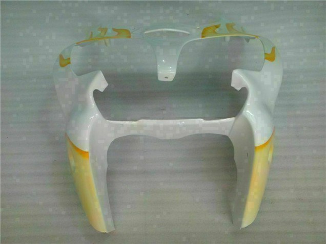 2000-2002 Blanc Jaune Flamme Kawasaki ZX6R Carénage Moto 2000-2002 Blanc Jaune Flamme Kawasaki ZX6R Carénage Moto