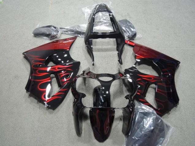 2000-2002 Noir Rouge Flamme Kawasaki ZX6R Carénages Moto 2000-2002 Noir Rouge Flamme Kawasaki ZX6R Carénages Moto