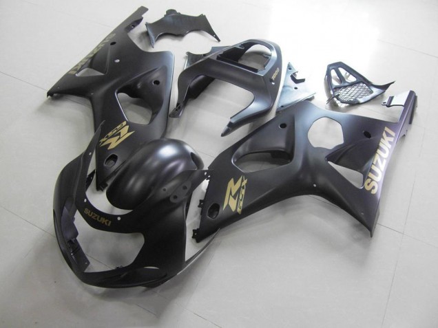 2000-2002 Tout Noir mat avec Décalque doré Suzuki GSXR 1000 Carénage Moto 2000-2002 Tout Noir mat avec Décalque doré Suzuki GSXR 1000 Carénage Moto