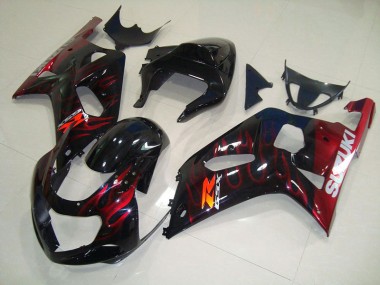 2001-2003 Noir Rouge Flamme Suzuki GSXR 750 Carénage Moto