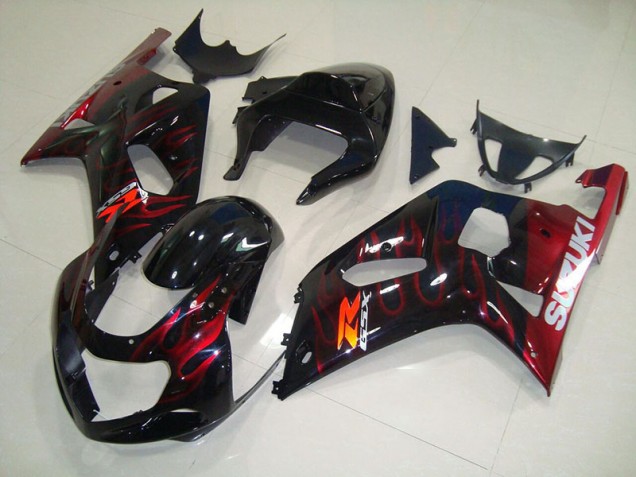 2001-2003 Noir Rouge Flamme Suzuki GSXR 750 Carénage Moto