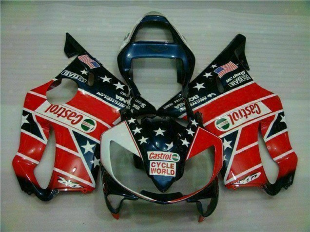 2001-2003 Rouge Blanc Bleu Castrol Cycle World Honda CBR600 F4i Carénage Moto 2001-2003 Rouge Blanc Bleu Castrol Cycle World Honda CBR600 F4i Carénage Moto