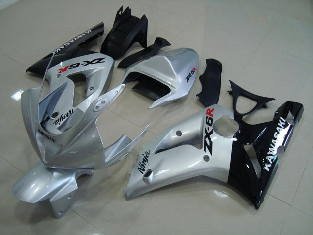 2003-2004 Argent Noir Kawasaki ZX6R Carénage Moto 2003-2004 Argent Noir Kawasaki ZX6R Carénage Moto