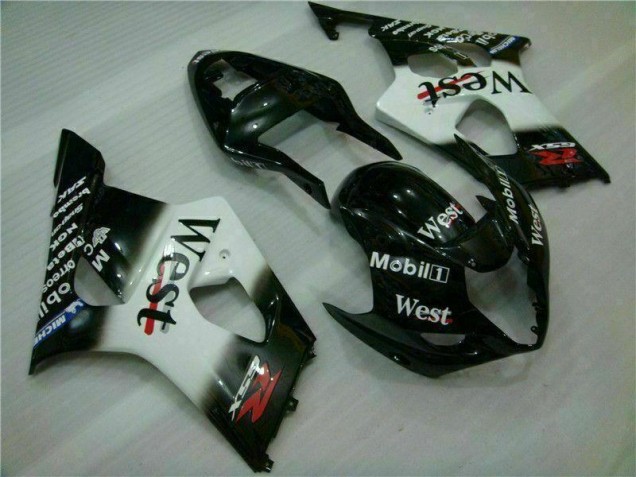 2003-2004 Blanc Noir Suzuki GSXR 1000 Kit Carénages Motos Complet