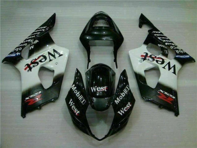 2003-2004 Blanc Noir Suzuki GSXR 1000 Kit Carénages Motos Complet