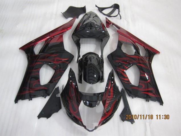 2003-2004 Noir Rouge Flamme Suzuki GSXR 1000 Carénage Moto