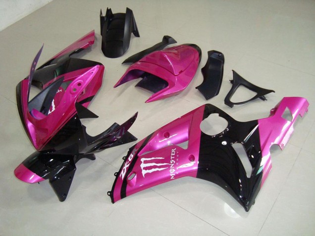 2003-2004 Rose Noir Monster Kawasaki ZX6R Carénage Moto 2003-2004 Rose Noir Monster Kawasaki ZX6R Carénage Moto