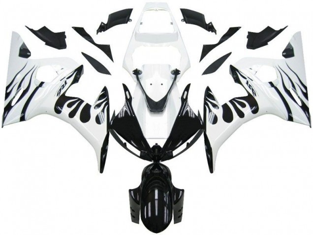 2003-2005 Blanc Flamme Noir Yamaha YZF R6 Carénage Moto