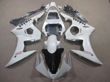 2003-2005 Blanc avec Noir Décalque Yamaha YZF R6 Carénage Moto
