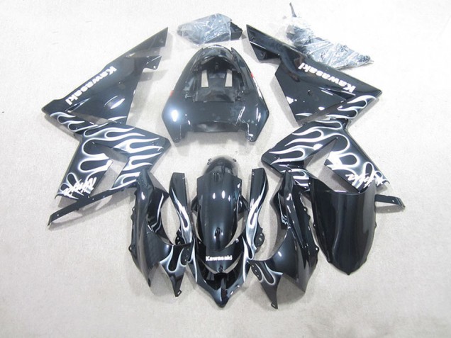 2003-2005 Noir Blanc Flamme Kawasaki ZX10R Carénage Moto 2003-2005 Noir Blanc Flamme Kawasaki ZX10R Carénage Moto