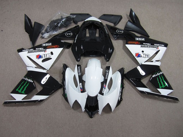 2003-2005 Noir Blanc Monster Kawasaki ZX10R Carénage Moto