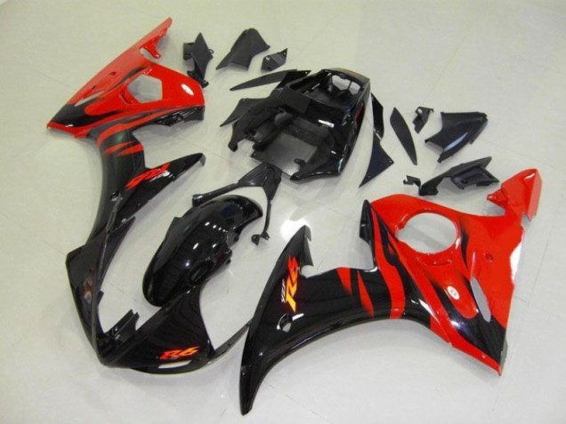 2003-2005 Noir Rouge Flamme Yamaha YZF R6 Carénages Moto 2003-2005 Noir Rouge Flamme Yamaha YZF R6 Carénages Moto