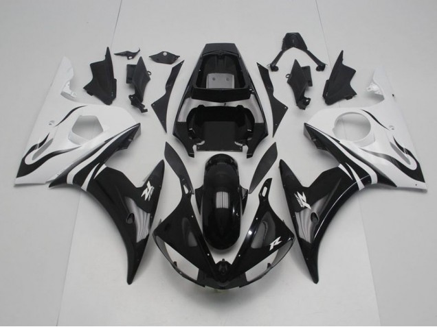 2003-2005 Noir et Blanc Yamaha YZF R6 Carénage Moto 2003-2005 Noir et Blanc Yamaha YZF R6 Carénage Moto