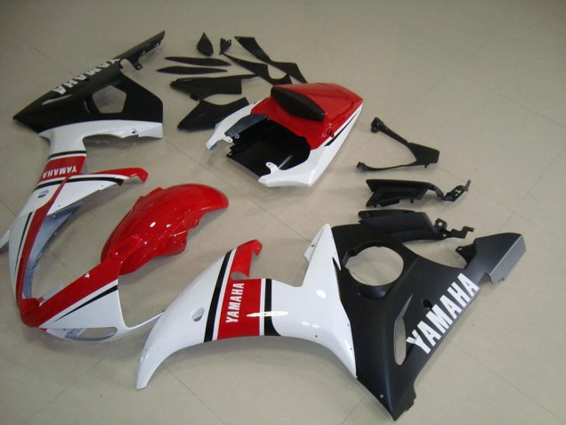 2003-2005 Rouge Blanc Noir Mat Yamaha YZF R6 Carénage Moto 2003-2005 Rouge Blanc Noir Mat Yamaha YZF R6 Carénage Moto