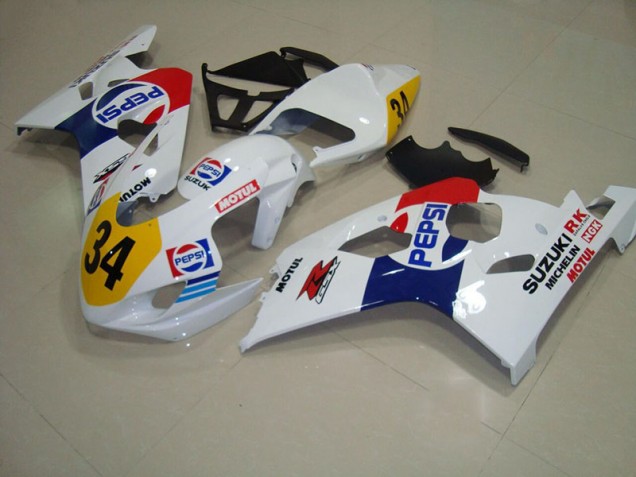 2004-2005 Blanc Bleu Pepsi 34 Suzuki GSXR 750 Carénage Moto