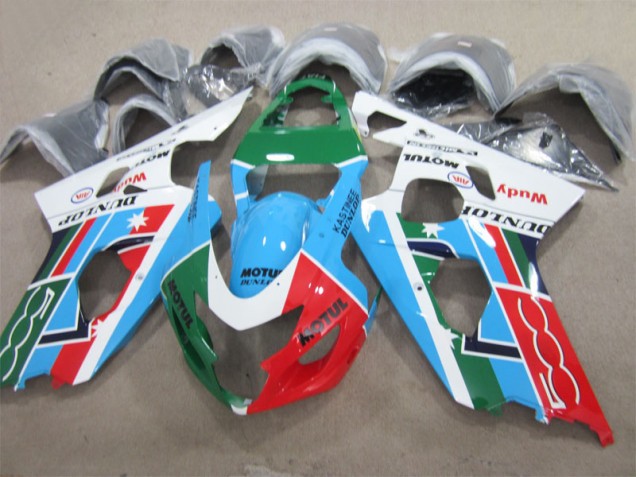 2004-2005 Bleu Vert Rouge Motul Suzuki GSXR 600 Carénage Moto 2004-2005 Bleu Vert Rouge Motul Suzuki GSXR 600 Carénage Moto