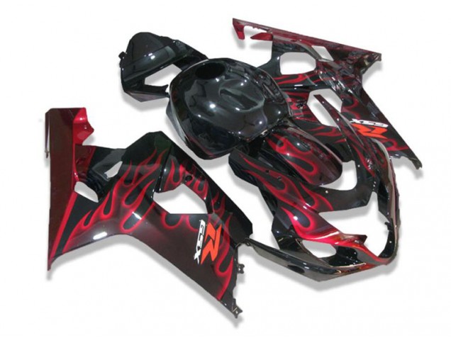 2004-2005 Noir Rouge Flamme Suzuki GSXR 600/750 Carénage Moto 2004-2005 Noir Rouge Flamme Suzuki GSXR 600/750 Carénage Moto