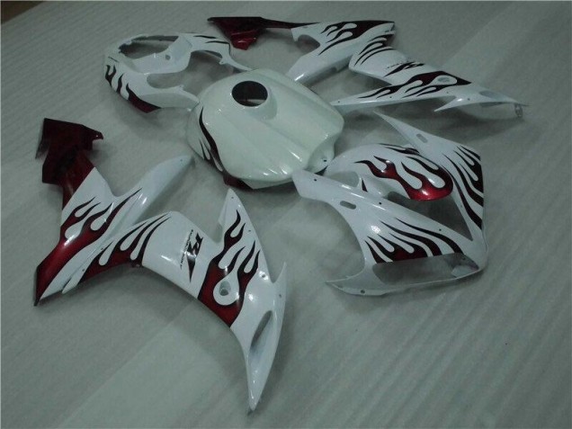 2004-2006 Blanc Rouge Flamme Yamaha YZF R1 Carénage Moto 2004-2006 Blanc Rouge Flamme Yamaha YZF R1 Carénage Moto