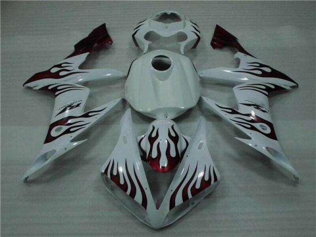 2004-2006 Blanc Rouge Flamme Yamaha YZF R1 Carénage Moto 2004-2006 Blanc Rouge Flamme Yamaha YZF R1 Carénage Moto