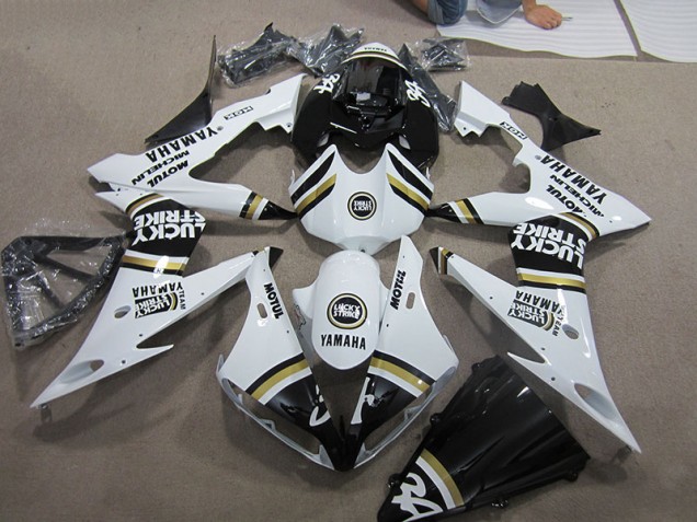2004-2006 Noir Blanc Lucky Strike Yamaha YZF R1 Carénage Moto 2004-2006 Noir Blanc Lucky Strike Yamaha YZF R1 Carénage Moto