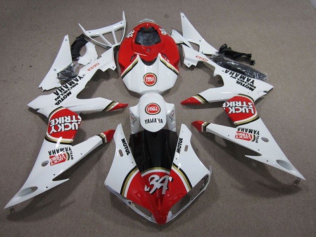 2004-2006 Rouge Blanc Lucky Strike Yamaha YZF R1 Carénage Moto