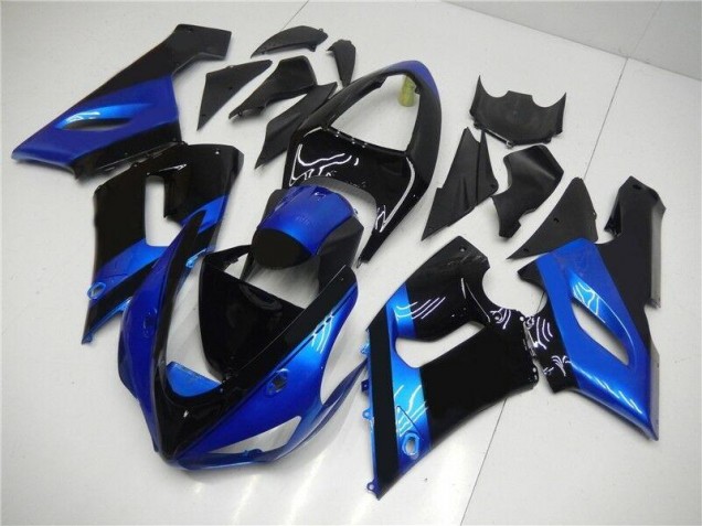 2005-2006 Bleu Noir Kawasaki ZX6R Carénage Moto 2005-2006 Bleu Noir Kawasaki ZX6R Carénage Moto