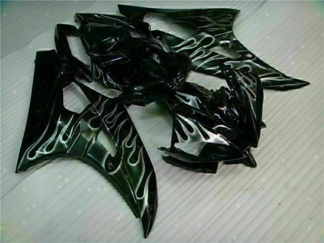 2006-2007 Argent Flamme Noir Yamaha YZF R6 Carénage Moto 2006-2007 Argent Flamme Noir Yamaha YZF R6 Carénage Moto