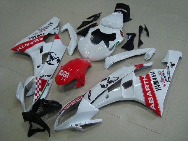 2006-2007 Blanc Rouge Abarth Yamaha YZF R6 Carénage Moto