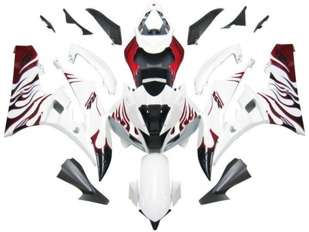 2006-2007 Blanc Rouge Flamme Yamaha YZF R6 Carénage Moto 2006-2007 Blanc Rouge Flamme Yamaha YZF R6 Carénage Moto