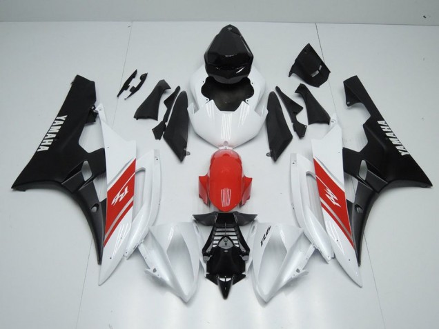2006-2007 Blanc Rouge et Noir Mat Yamaha YZF R6 Carénage Moto 2006-2007 Blanc Rouge et Noir Mat Yamaha YZF R6 Carénage Moto