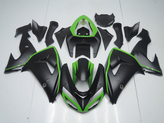 2006-2007 Noir Mat avec Ligne Verte Kawasaki ZX10R Carénage Moto 2006-2007 Noir Mat avec Ligne Verte Kawasaki ZX10R Carénage Moto