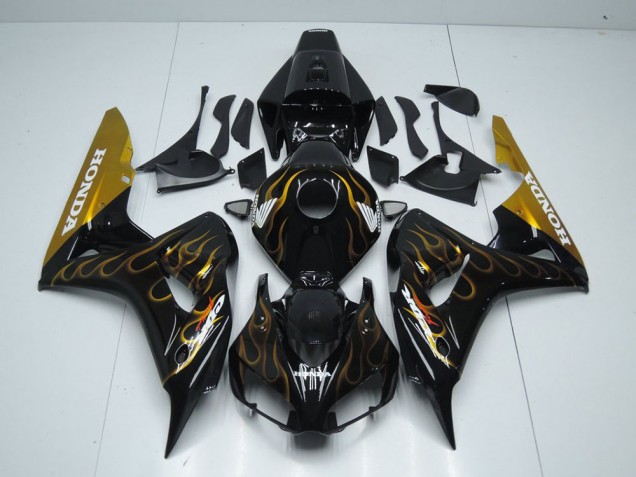 2006-2007 Noir Or Flamme Honda CBR1000RR Carénage Moto 2006-2007 Noir Or Flamme Honda CBR1000RR Carénage Moto