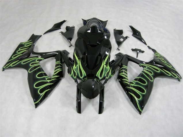 2006-2007 Noir Vert Flamme Suzuki GSXR 600 Carénage Moto 2006-2007 Noir Vert Flamme Suzuki GSXR 600 Carénage Moto