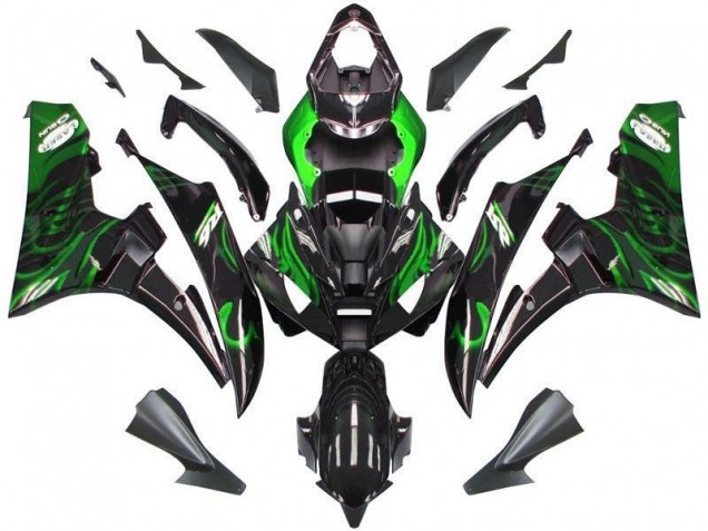 2006-2007 Noir Vert Flamme Yamaha YZF R6 Carénage Moto 2006-2007 Noir Vert Flamme Yamaha YZF R6 Carénage Moto