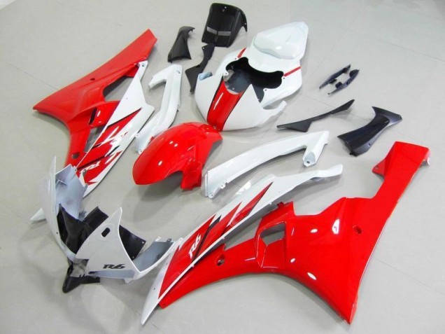 2006-2007 Rouge Blanc Yamaha YZF R6 Kit Carénages Motos & Plastique