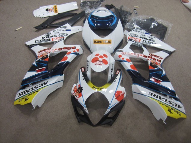 2007-2008 Blanc Bleu Dark Dog Suzuki GSXR 1000 Carénage Moto 2007-2008 Blanc Bleu Dark Dog Suzuki GSXR 1000 Carénage Moto