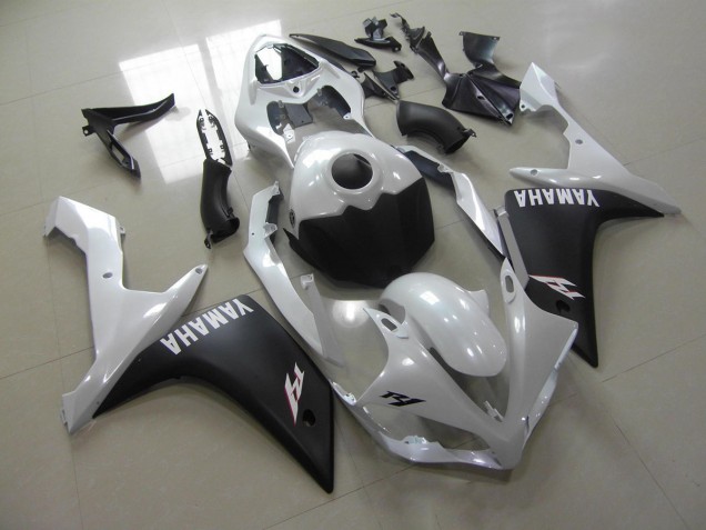 2007-2008 Blanc Nacré Noir Mat Yamaha YZF R1 Carénage Moto 2007-2008 Blanc Nacré Noir Mat Yamaha YZF R1 Carénage Moto