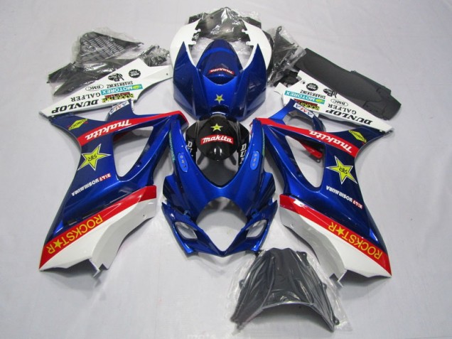 2007-2008 Bleu Rouge Rockstar Suzuki GSXR 1000 Carénage Moto