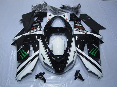2007-2008 Noir Blanc Monster Touch4 Kawasaki ZX6R Carénage Moto