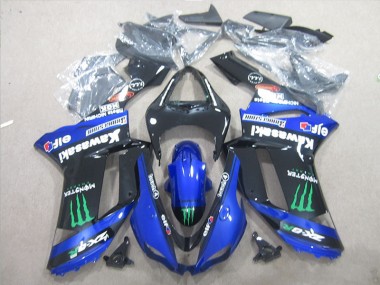 2007-2008 Noir Bleu Vert Monster Kawasaki ZX6R Carénage Moto