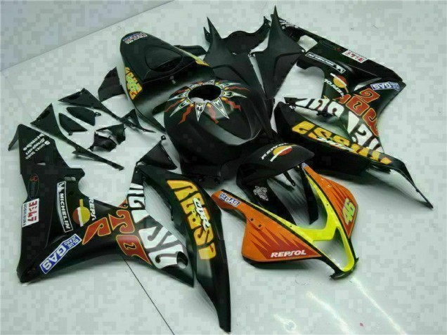 2007-2008 Noir Jaune Repsol 46 Honda CBR600RR Carénage Moto 2007-2008 Noir Jaune Repsol 46 Honda CBR600RR Carénage Moto