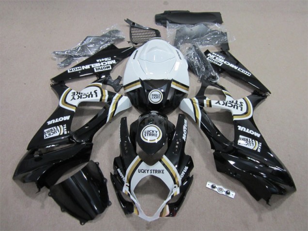 2007-2008 Noir Lucky Strike Blanc Motul Suzuki GSXR 1000 Carénage Moto