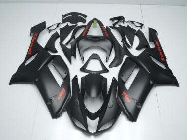 2007-2008 Noir Mat avec Rouge Décalque Kawasaki ZX6R Carénage Moto