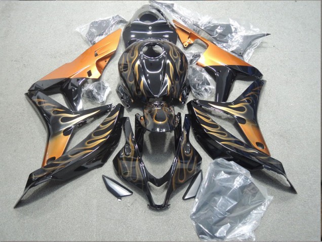 2007-2008 Noir Orange Flamme Honda CBR600RR Carénage Moto 2007-2008 Noir Orange Flamme Honda CBR600RR Carénage Moto