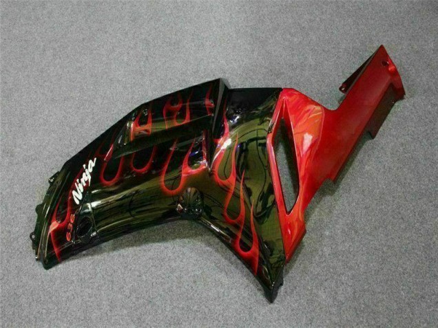 2007-2008 Noir Rouge Flamme Kawasaki ZX6R Carénage Moto 2007-2008 Noir Rouge Flamme Kawasaki ZX6R Carénage Moto
